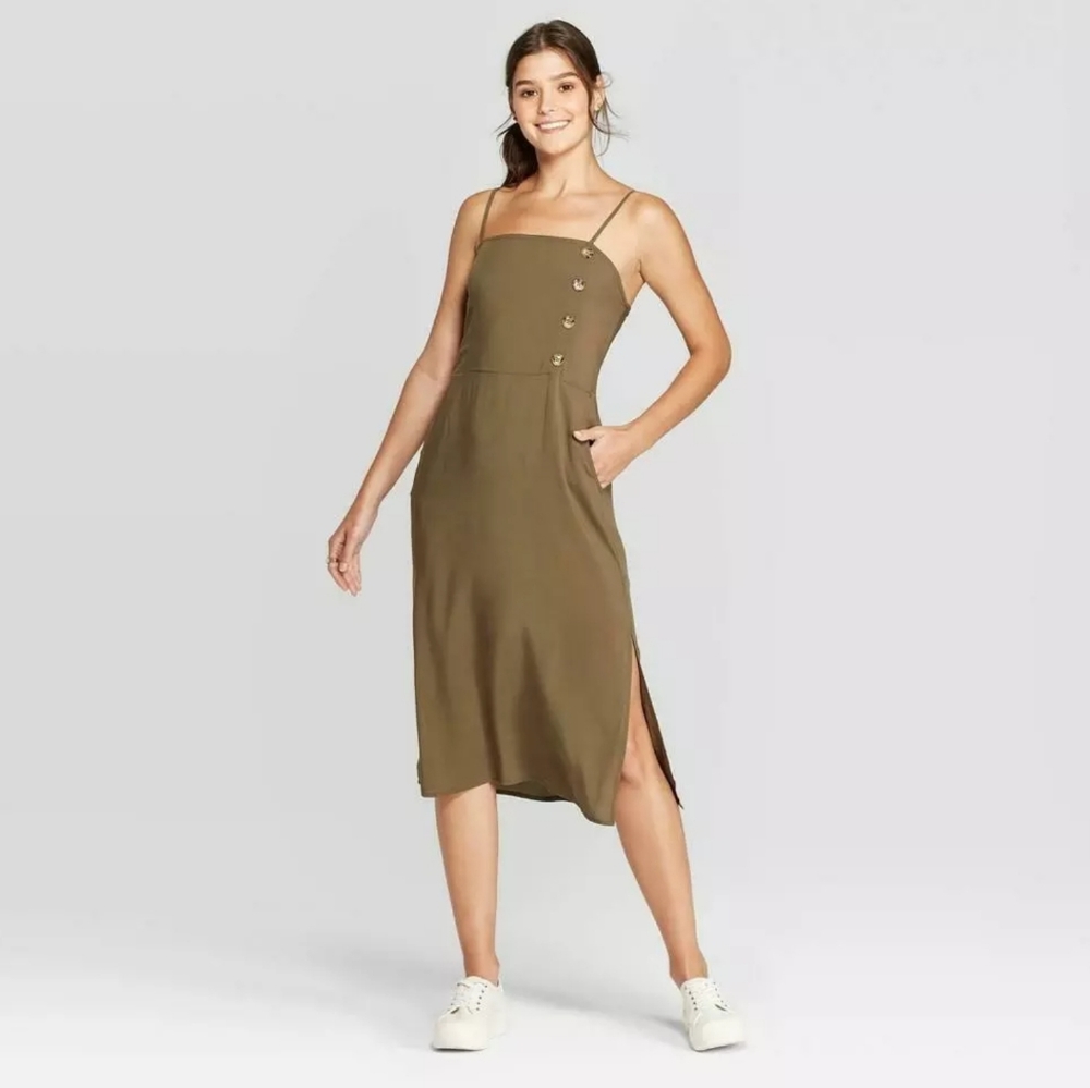 New xhilaration womens olive green midi dress